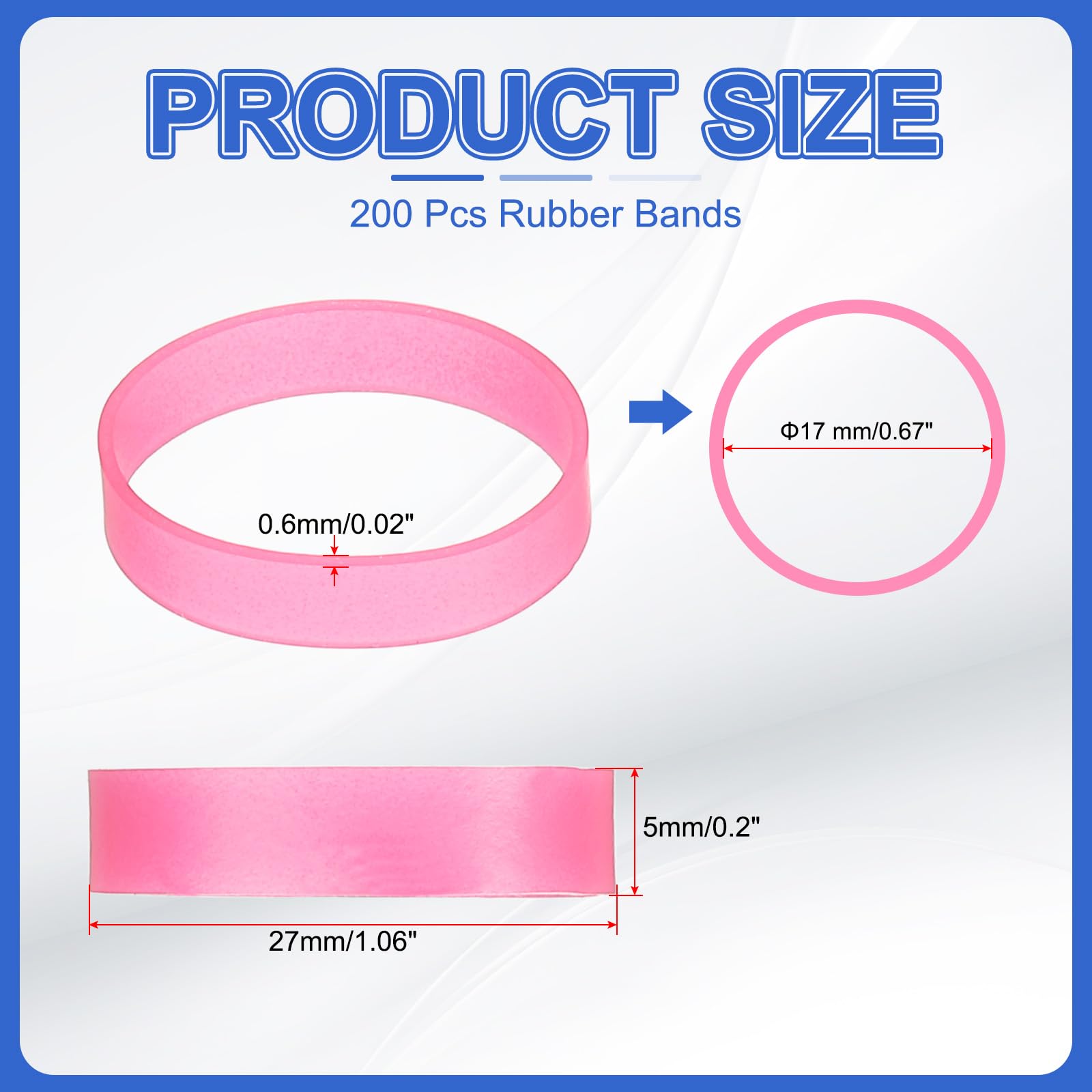 PATIKIL Silicone Rubber Bands Cable Ties 1.1", 200 Pcs Flat Rubber Elastic Band for Office Supplies Home Cord Wrapping Pink - Image 2