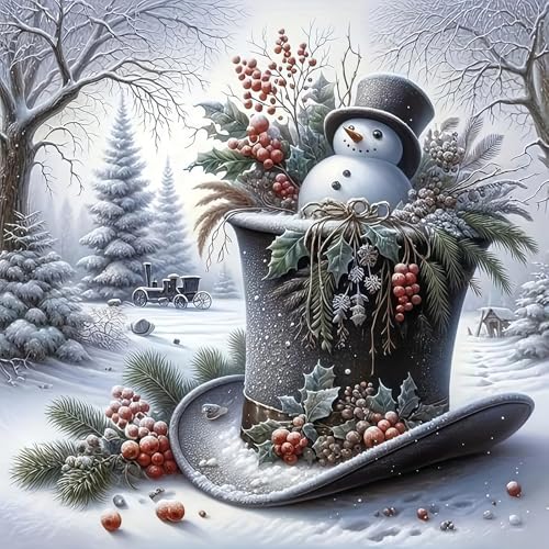 Cosblisvia Snowman Christmas Diamond Art 5D Diamond Painting Kit Christmas Diamond Painting for Adults Beginners for Home Decor Holiday Craft DIY Gift (12 x 12 Inch)