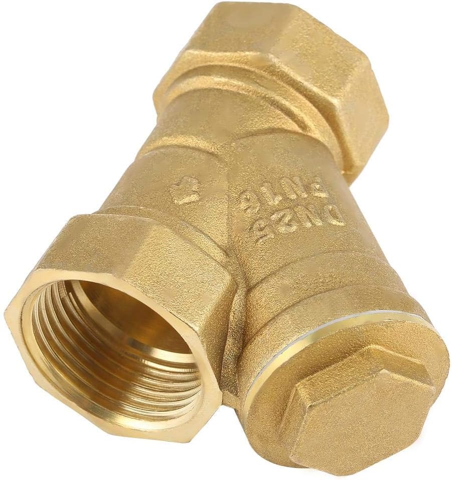 Akozon Brass Y-type Strainer 1" BSPP Female Thread Regulators Water Oil Filter Valve Connector for Water Oil Separation