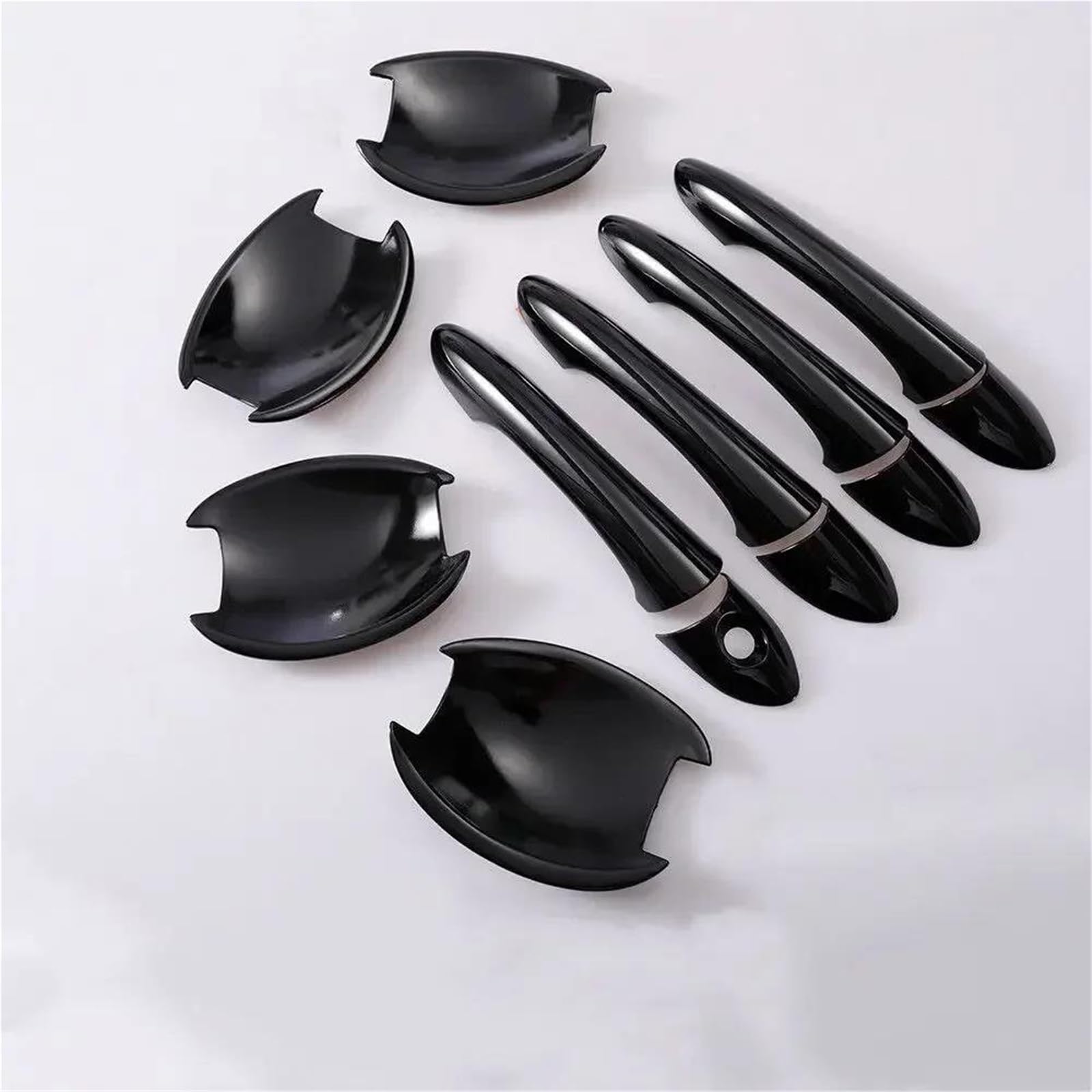 TRFBD Decorative Cover for Hyundai for Sonata for I45 2011-2014 Glossy Black Chrome Car Door Handle Cover Trim Sticker Styling Accessories(Black Handle-Bowl)