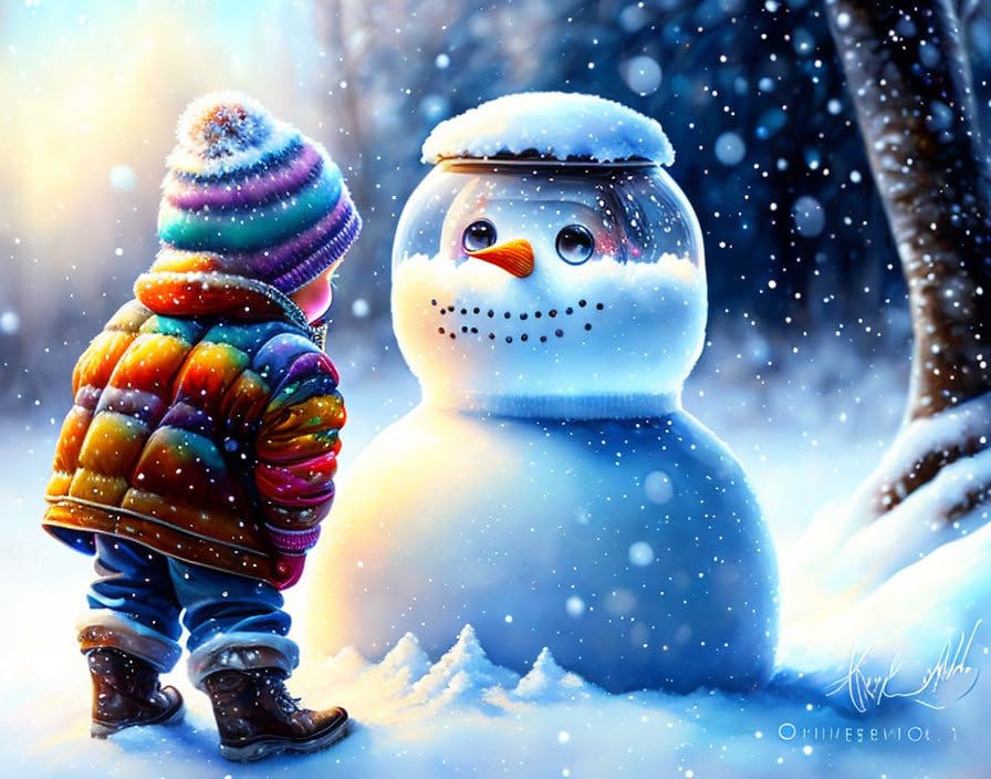 Toile murale enfants et bonhomme de neige pour une ambiance hivernale et cocooning