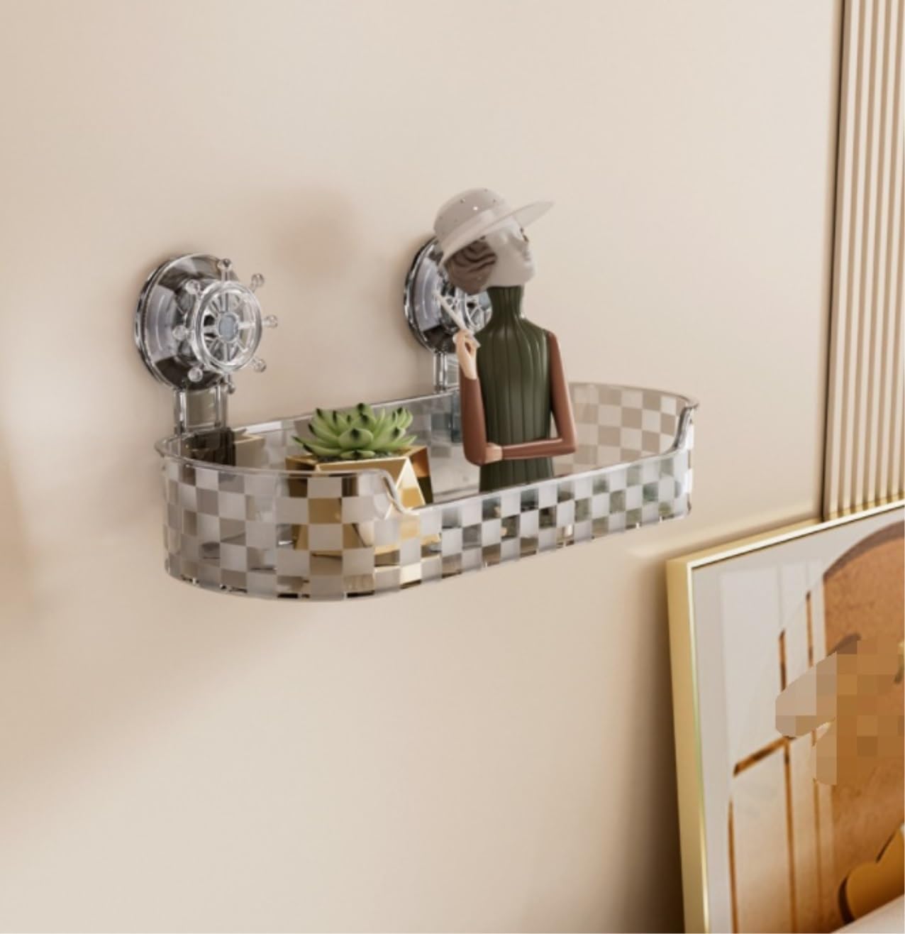 Estante De Baño Organizador De Ducha con Ventosa, Estante Plástico para Almacenamiento En El Baño Organizador(G)