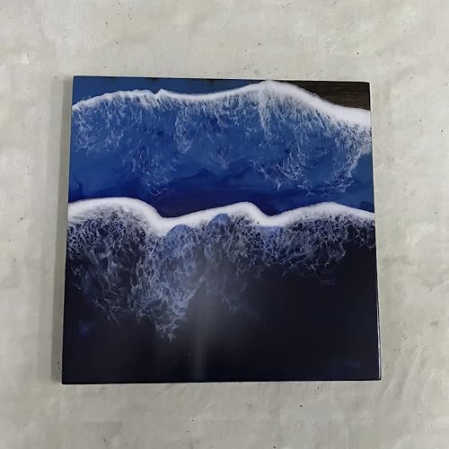 Miniatura 5 de Resina epoxi Decoración de borde natural Mesa de centro de extremo de madera Resina azul Extremo de río Artesanías hechas a mano Mesa Horquilla