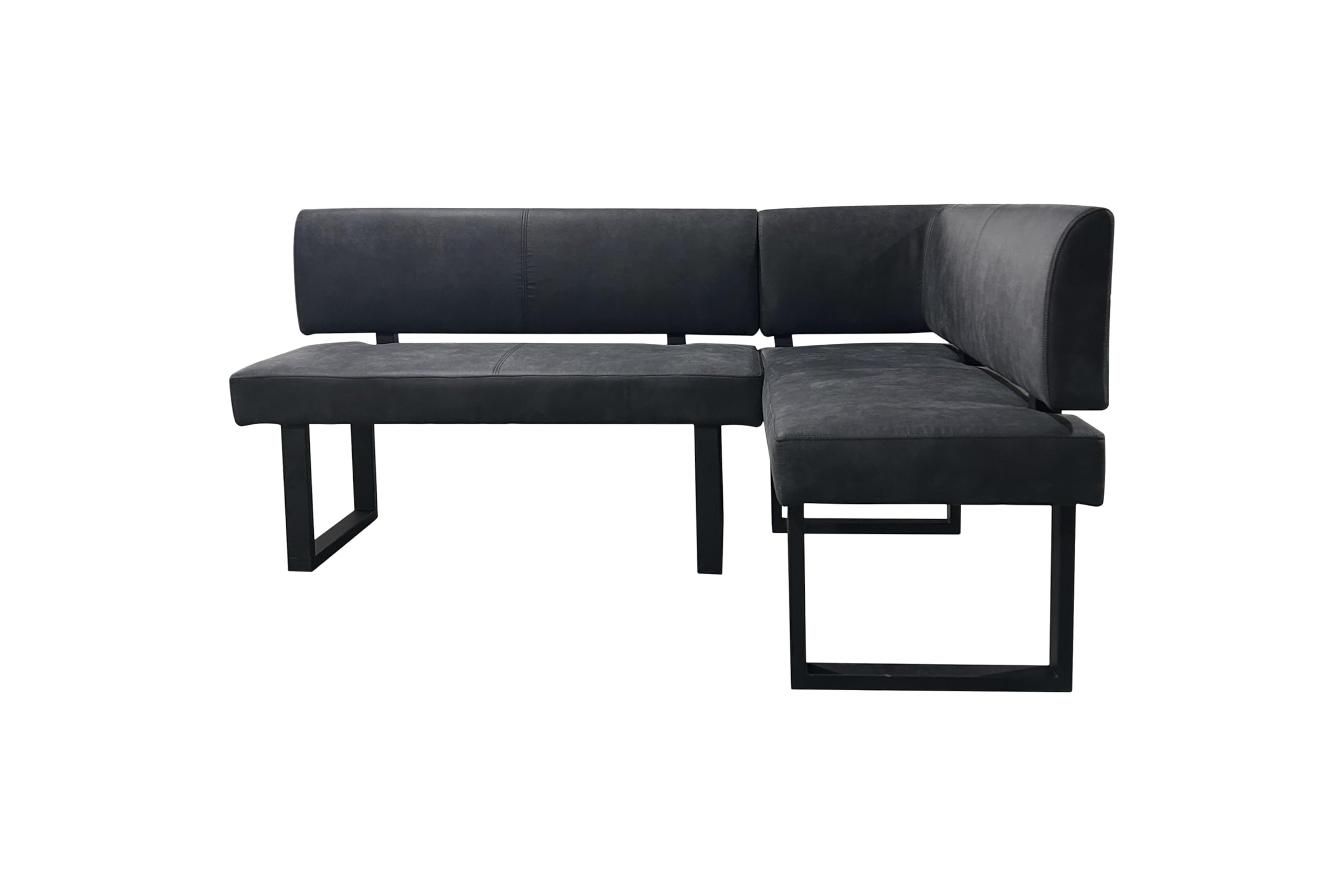 byLIVING Eckbank Vancouver, Taschenfederkern, Vintage Mikrofaser anthrazit | Metallgestell schwarz, 181, 5 x 125, H 86 cm