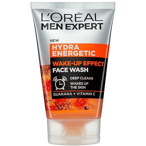 Miniatura 3 de L'Oréal Paris men expert Jabón facial con efecto despertador de 3.4 fl oz, lavado facial Hydra Energetic con vitamina C*, para piel opaca y cansada,