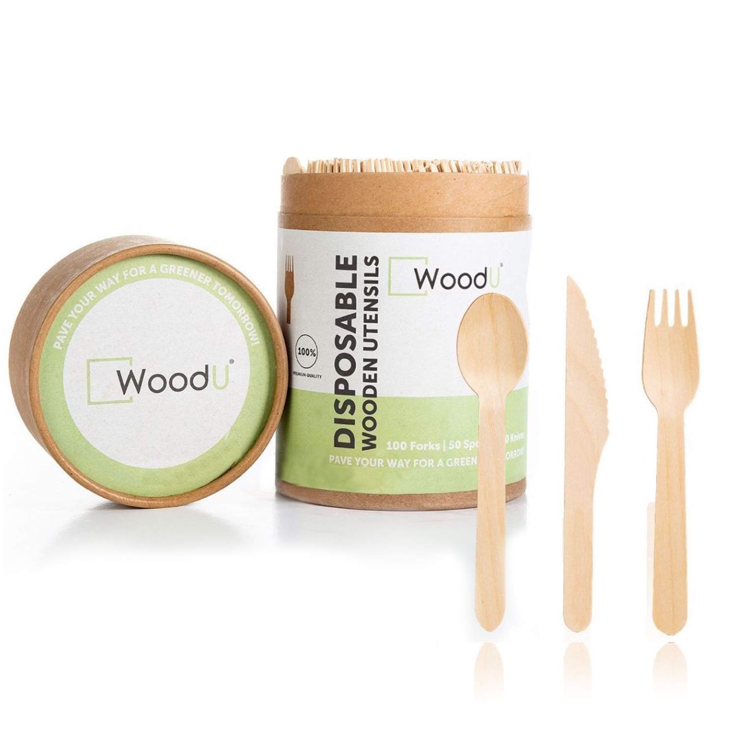 Buy Woodu Eco Friendly Wooden Cutlery Set All Natural, Biodegradable, Compostable, disposable