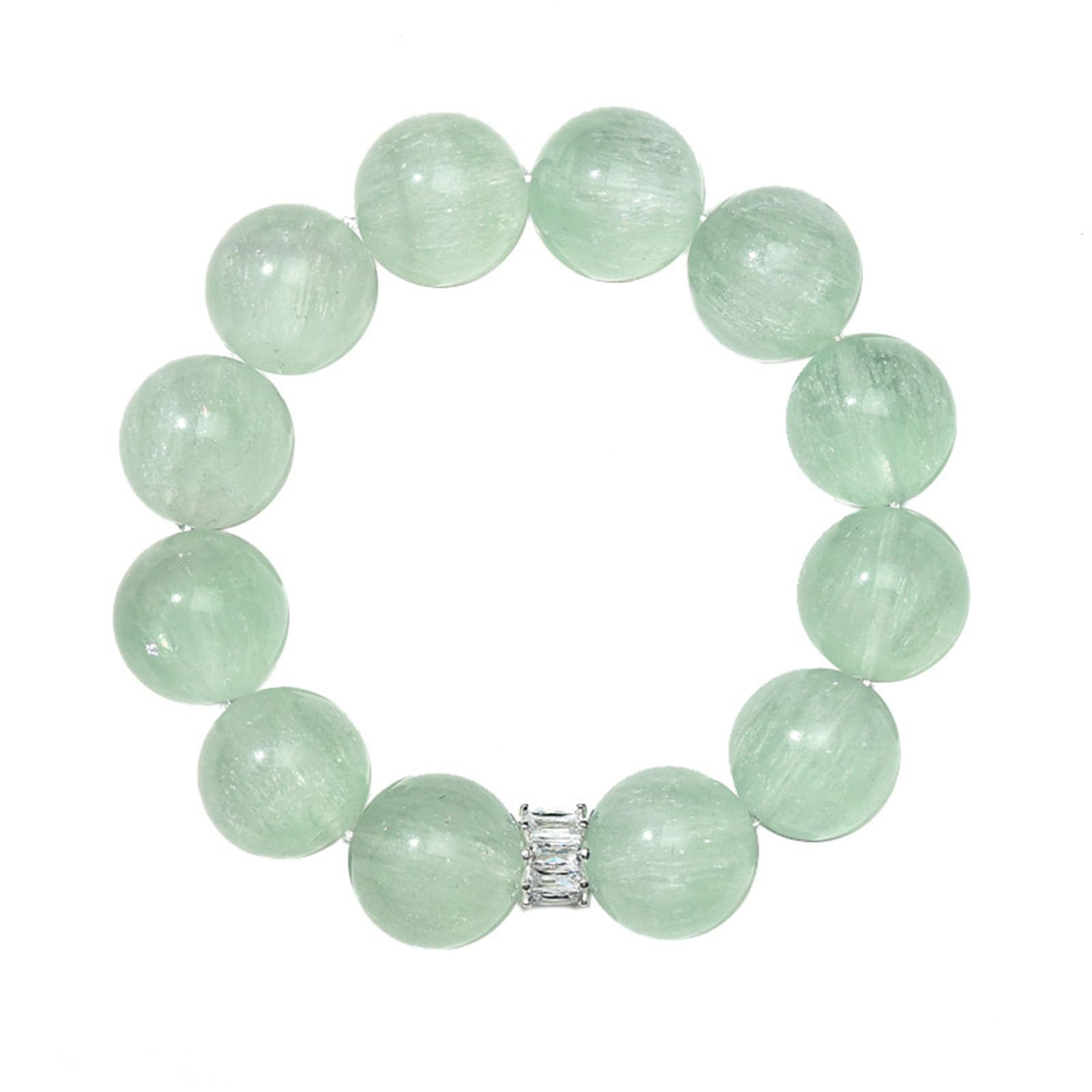 Pulsera de fluorita Verde cepillada Natural, Pulsera de Cristal de Cuarzo Verde para Mujer, Pulseras elásticas de Cuentas de Piedras Preciosas energéticas para Regalos de cumpleaños,14mm