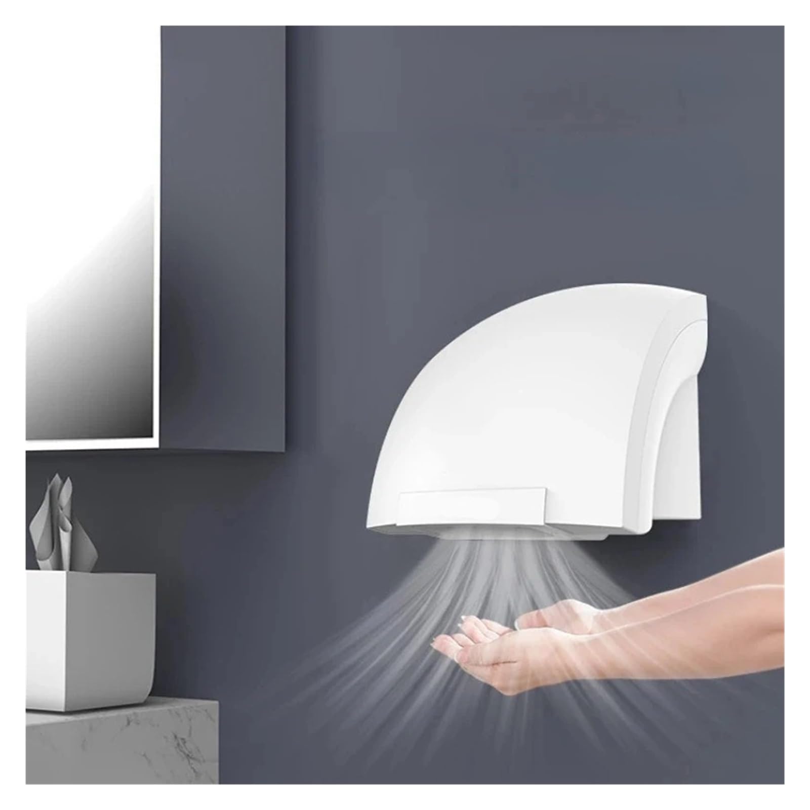 Para cocina, baño y aseo Secador de manos automático, inducción inteligente, Sensor de alta velocidad, baja potencia, máquina de secado de manos for pared, inodoro comercial for el hogar(Hot and Cold