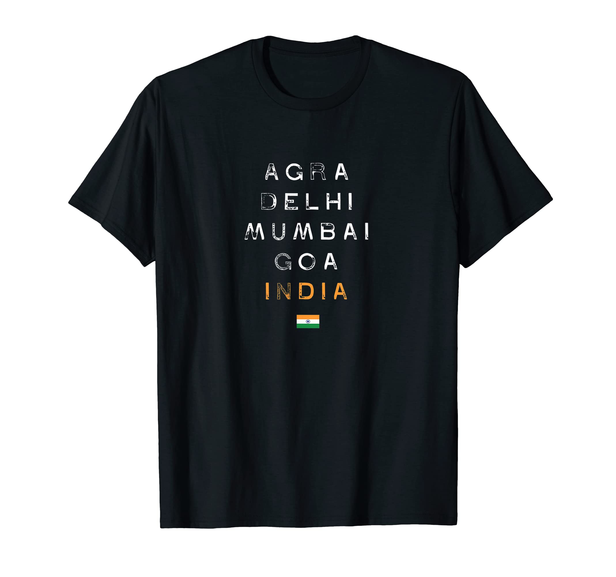 India Cities List Distressed ClothingIndia Agra Delhi Mumbai Goa Retro Vintage T-Shirt
