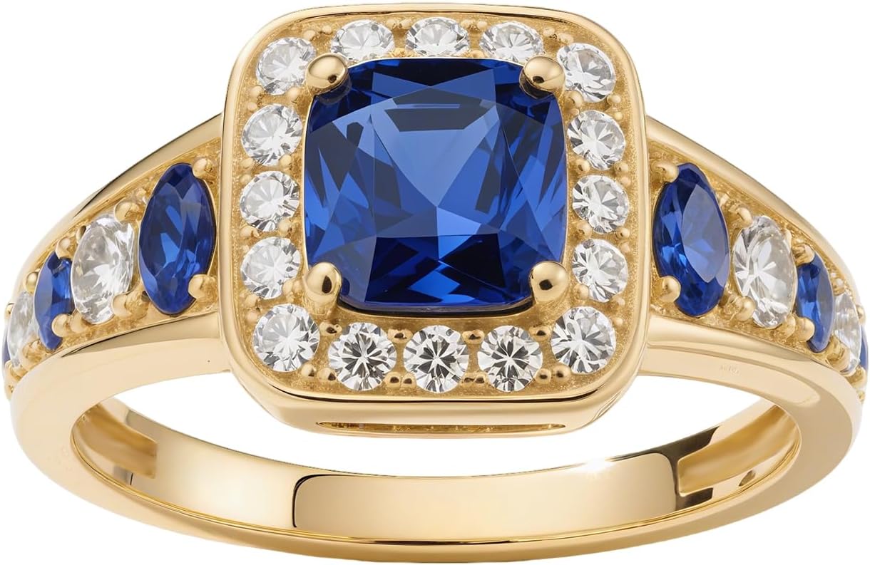 2ct Cushion Cut Sapphire Engagement Ring Solitaire Blue Ring Solid 10k 14k 18k Gold Wedding Band Womens Men Engraved Promise Birthday for Women Wife