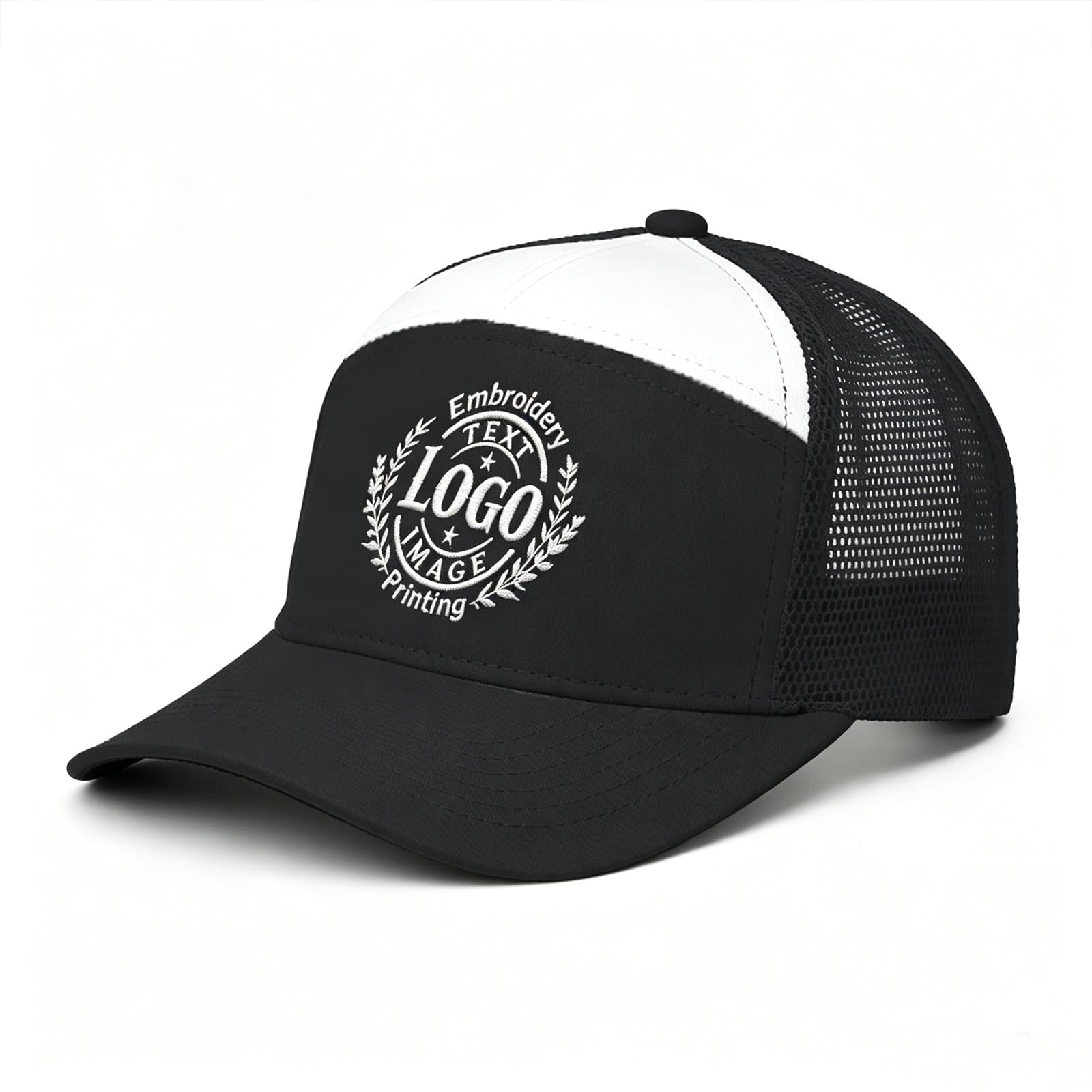 Custom Mesh Trucker Hat - Personalized with Your Own Text & Logo, Embroidered Front Snapb…