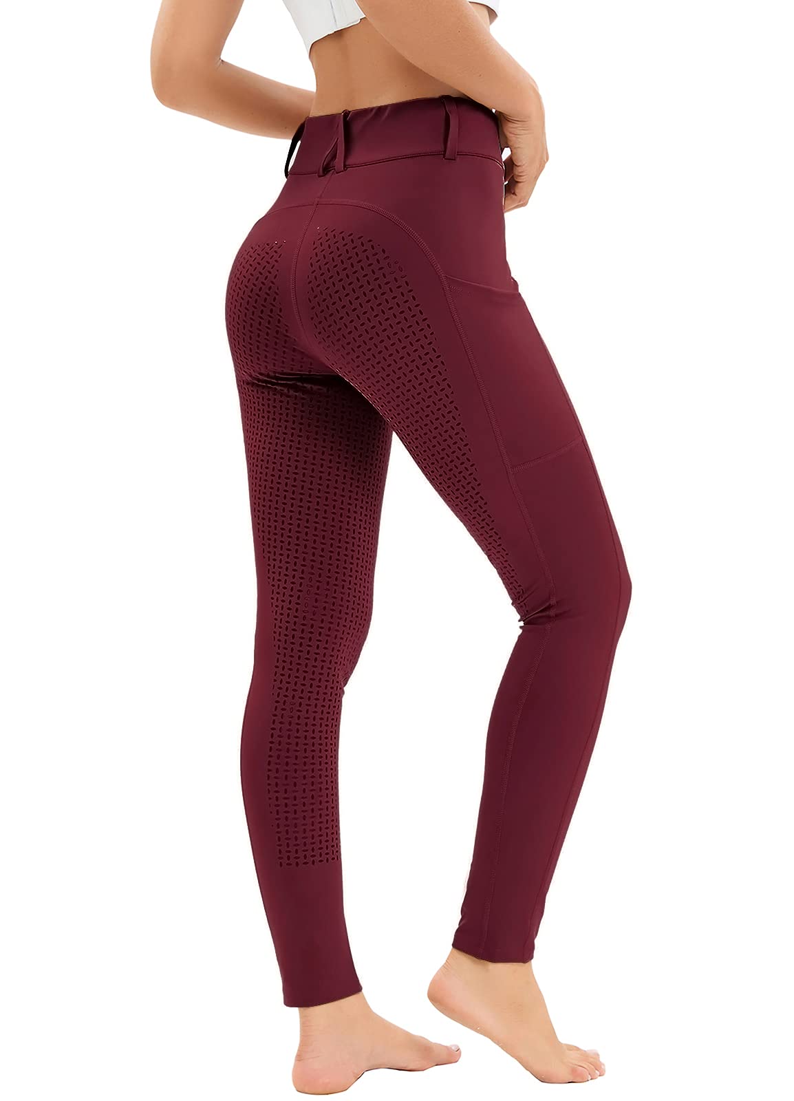 Legging d'équitation pour femme avec poche pour téléphone portable, taille haute, stretch, avec passants de ceinture