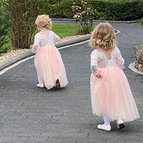 Image of Topmaker Flower Girl Dress for Toddler Baby Girls,Lace Tulle Dress for Wedding,Birthday Party,Photoshoot,Special Occasion