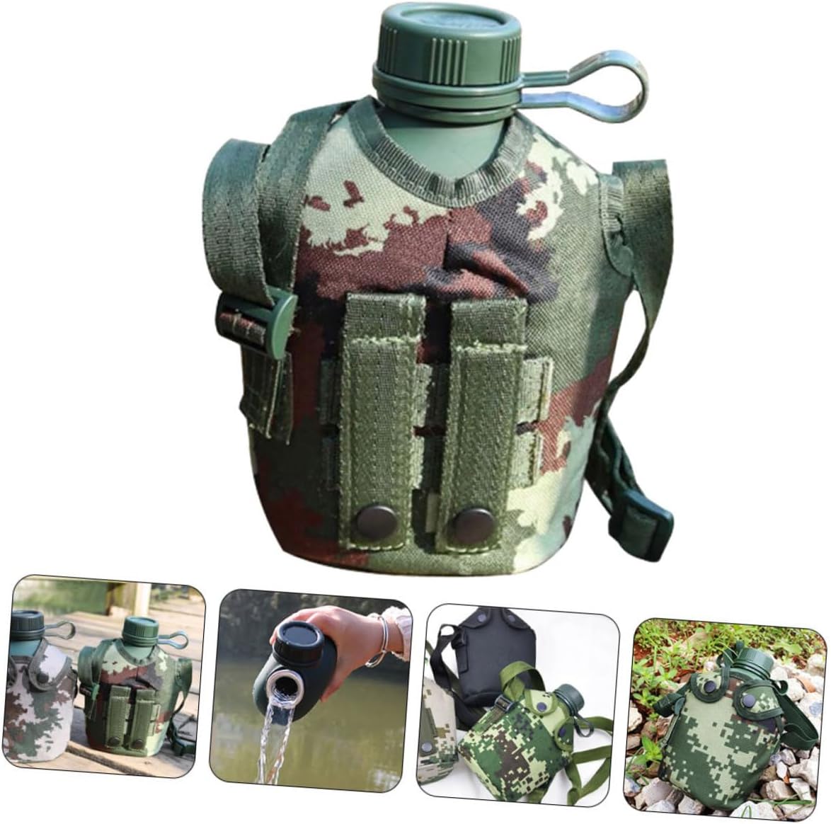 Outdoor Canteen Water Bottle for Hiking and Camping Lightweight and Portable Emergency Water Container for Outdoor Activities Camouflage Design