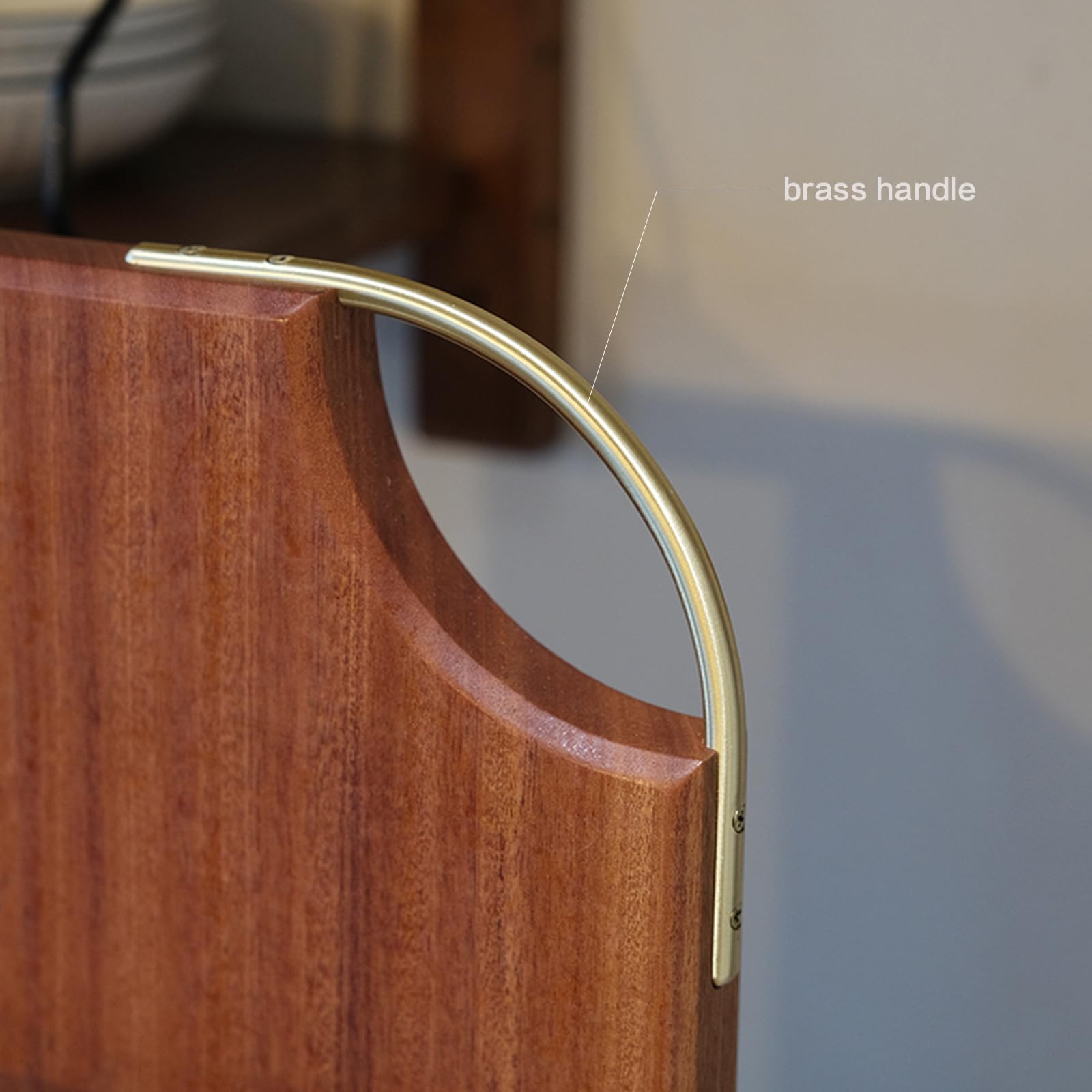 Tabla de cortar de madera para cocina con mango de latón, tablas de cortar de madera reversibles, tamaño mediano