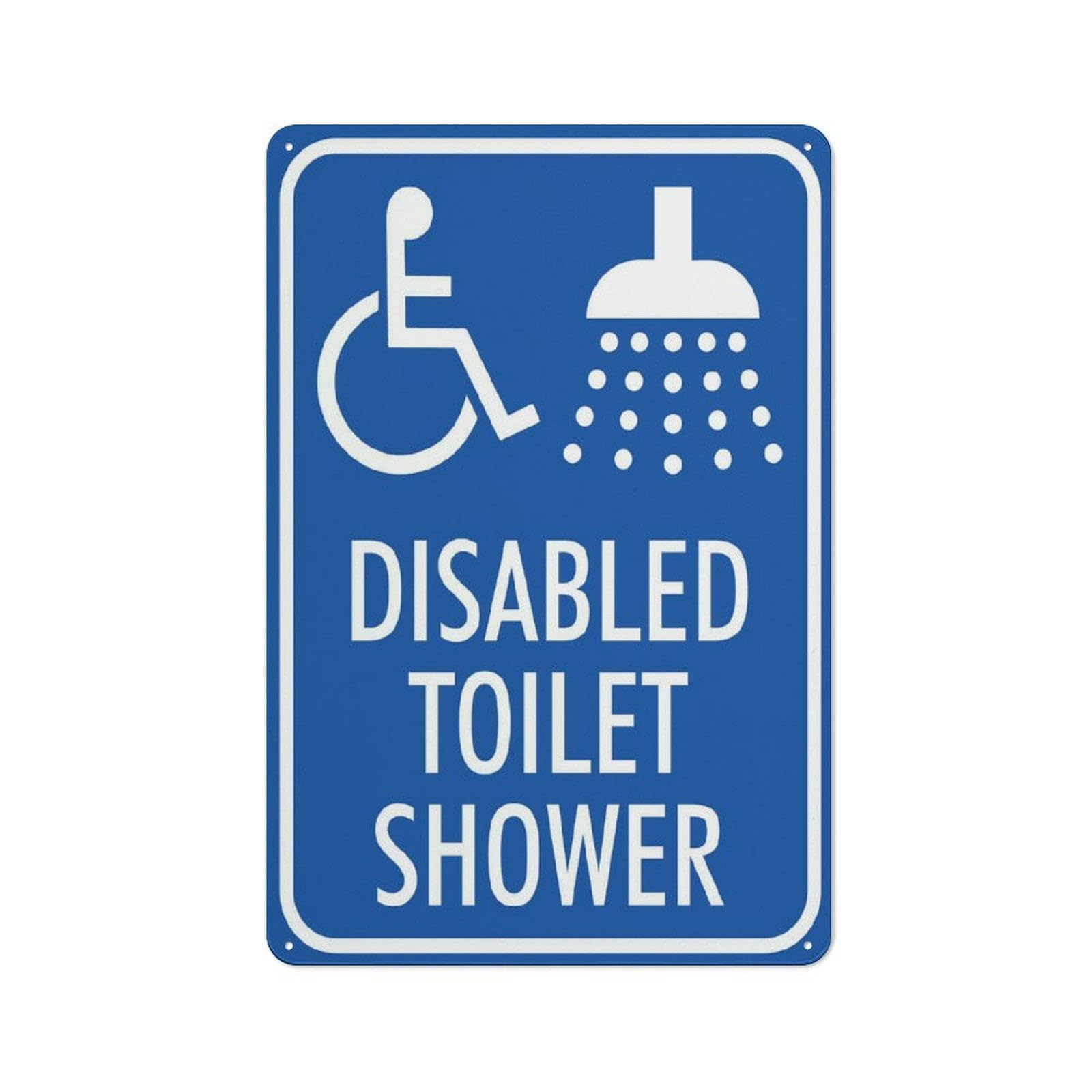 peiyeety Disabled Toilet Shower Sign For Business - 8"x12" Rust Free Aluminum UV Printed, 4 Pre-Drilled Holes, Durable Weatherproof