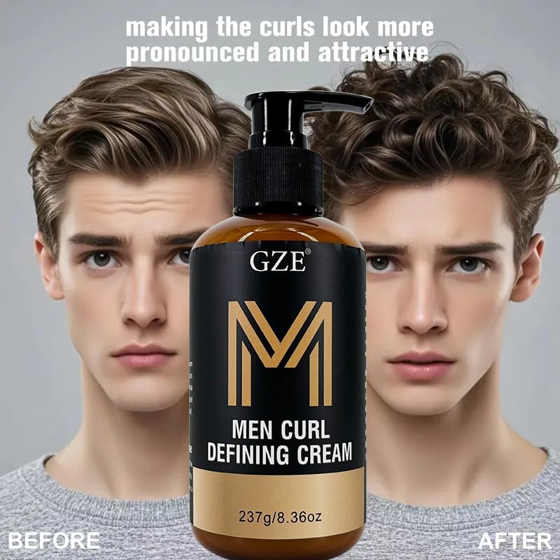 GZE Men's Curling Cream for Natural Curls - Curl Defining Styling Cream with Shea Butter, Long Hold & Frizz Control - Lightweight Non-Greasy Formula - Image 2