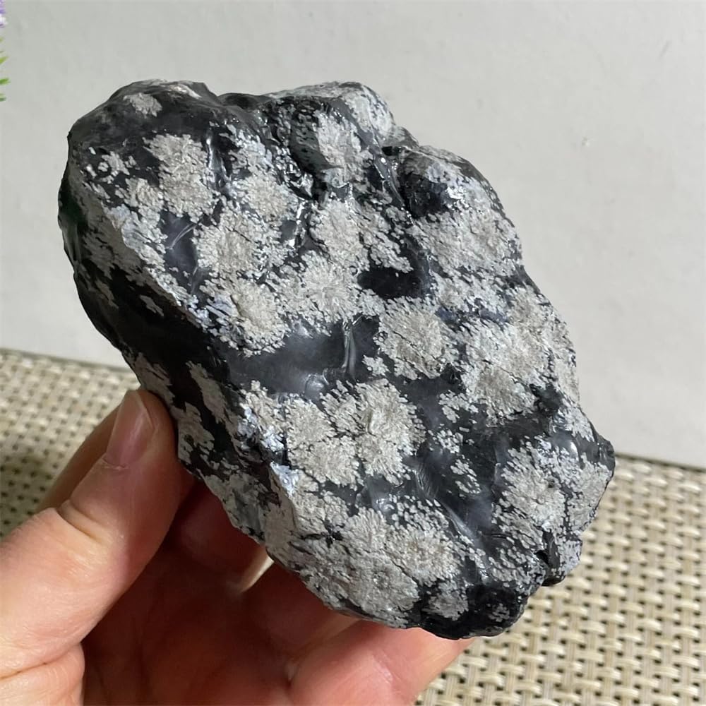 1 pièce 810-900 g de Pierres précieuses brutes d'obsidienne Flocon de Neige en Vrac, Grandes quantités de Cristaux d'obsidienne