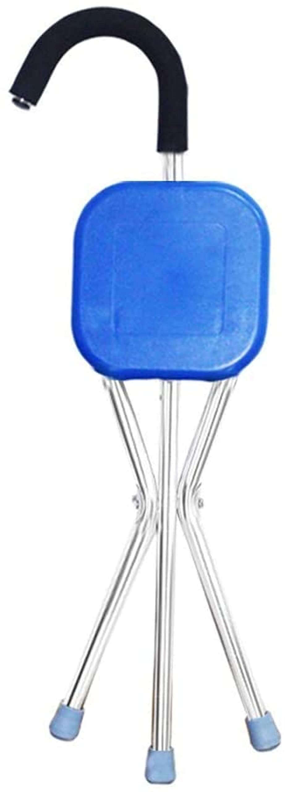 Muletas para Ancianos, bastón para Caminar, Taburete Plegable, bastón para Ancianos, bastón de Cuatro Patas, Taburete para bastón, Silla portátil para Caminar, Azul, muletas