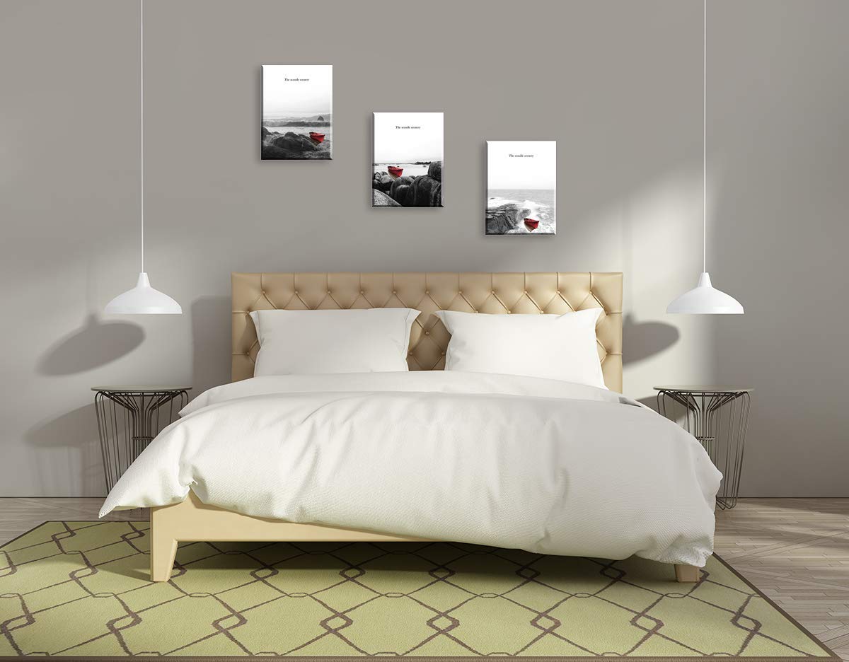 XIANGPEIFBH Stampa su Tela Dipinti Arte Bellissimo Paesaggio Mare Wall Art Picture Montato Bel Regalo per Il Tuo Amante Cornice Natalizia Decorazioni per la casa 30x50cm (11,8"x19,7) x3 con Cornice