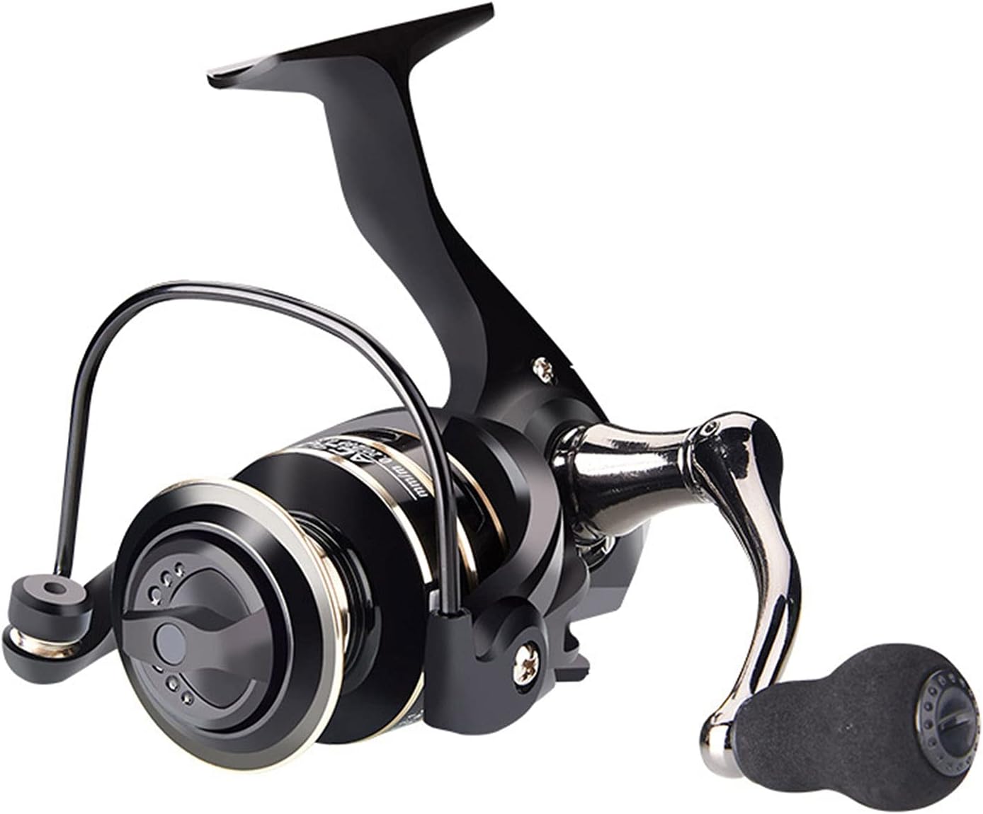 Side view of fishing reel showing drag knob and spool