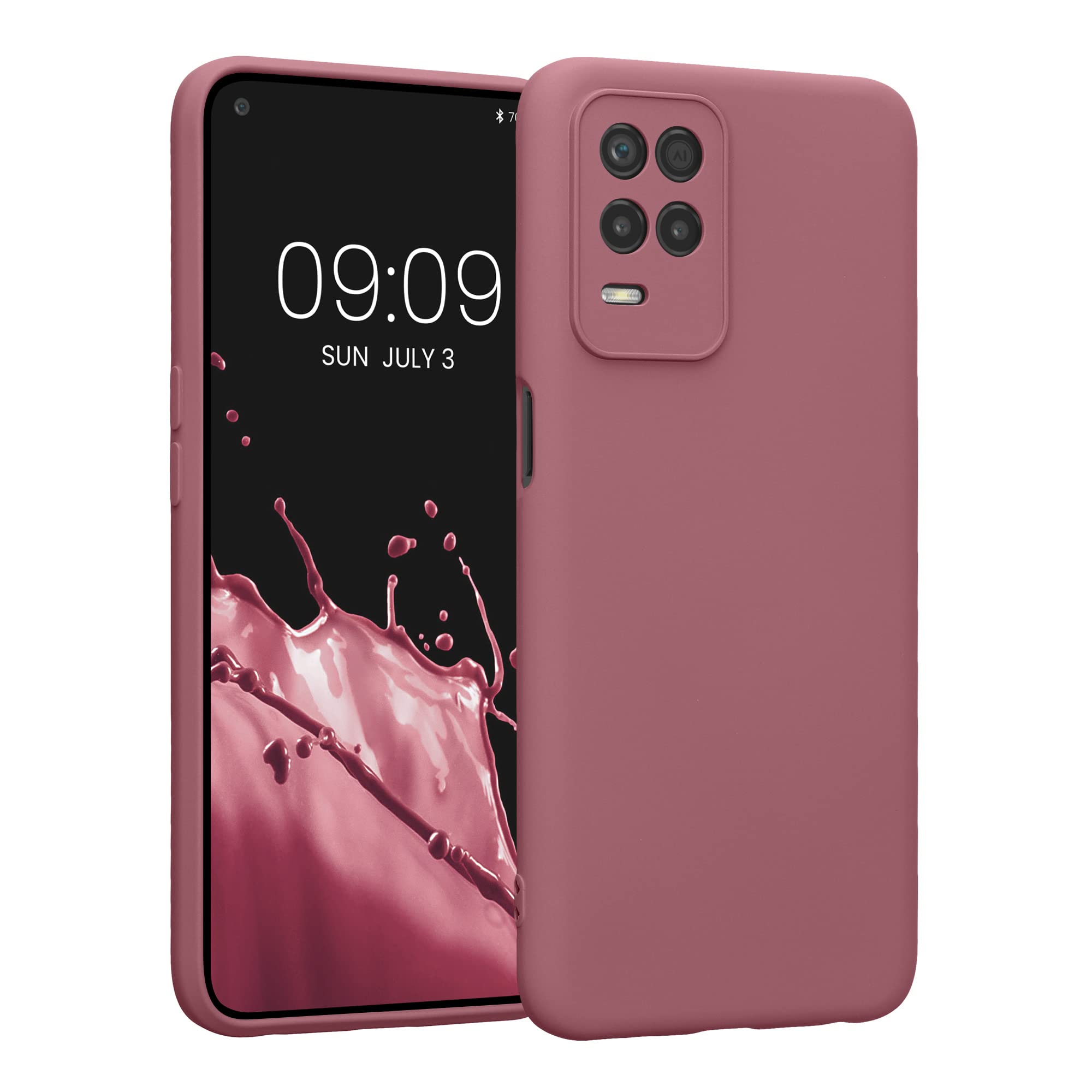 kwmobileCase Compatible with Realme 8 (5G) / Narzo 30 (5G) Case - Protective Slim TPU Cover with Soft Matte Finish - Dark Rose