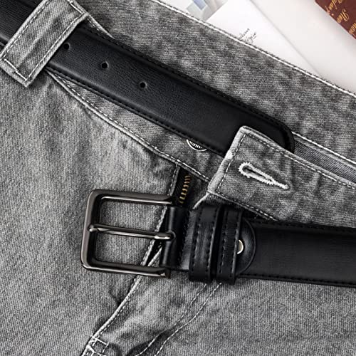 maikun Black Leather Belts for Men,Mens Belts Leather Black - Image 6
