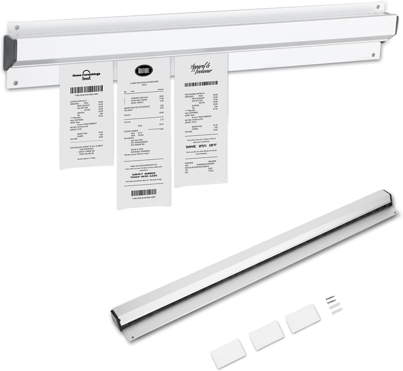 19.7in Restaurant Ticket Holder Strip, Aluminum Slide