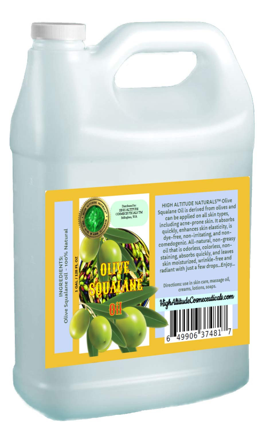 Olive Squalane Oil - 1 gallon (128 oz) - 100% Pure and Natural