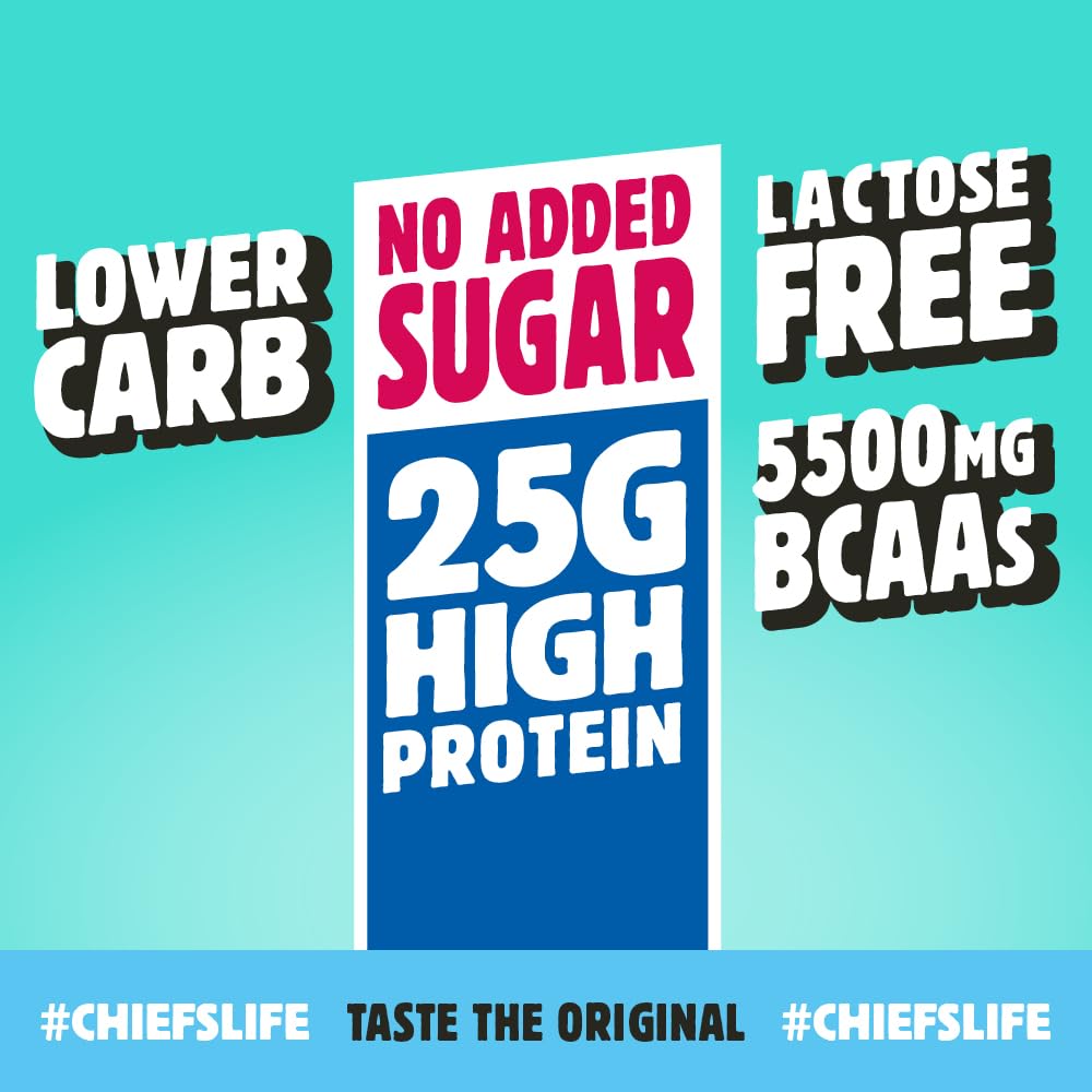 Chiefs Drink 25g di proteine, Bevanda Proteica al gusto Banana, Senza Lattosio, Senza Grassi e Zuccheri Aggiunti (8 confezioni x 330ml)