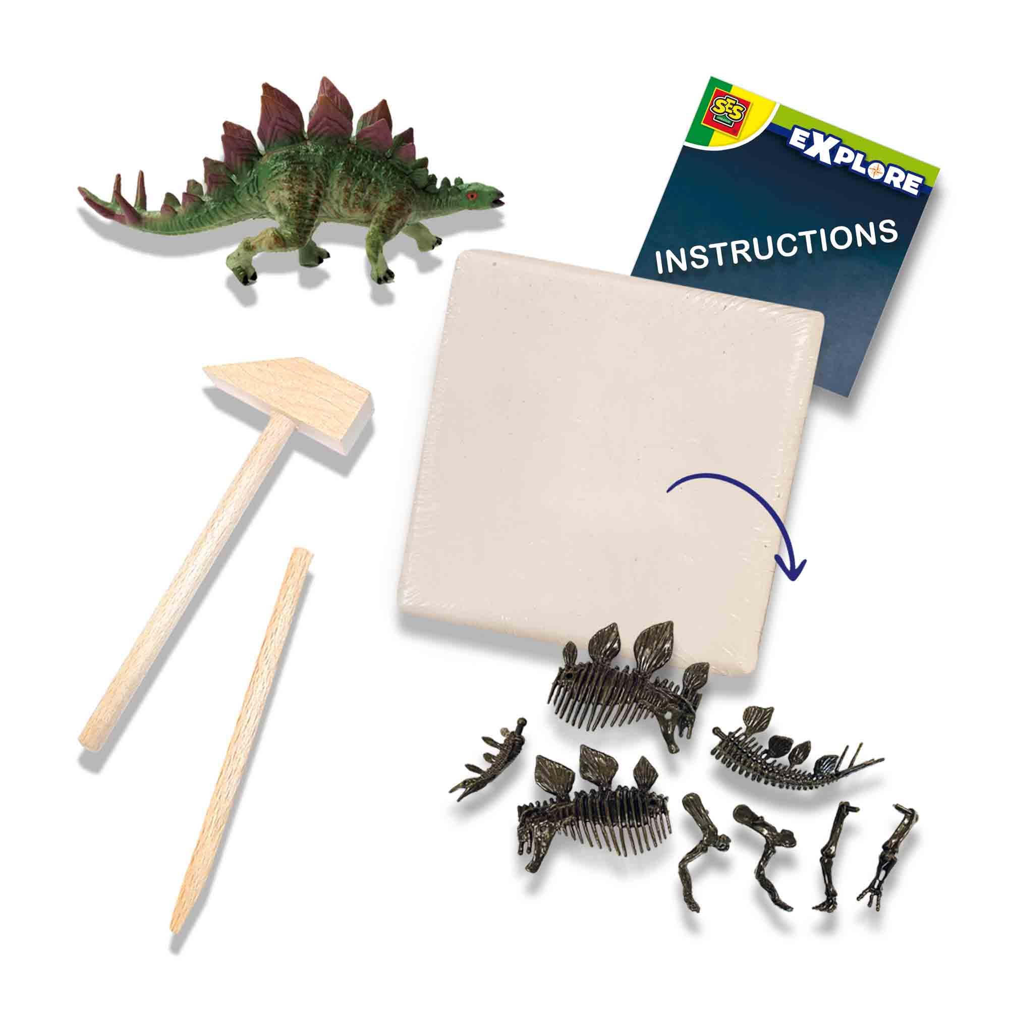 SES Creative Dino and skeleton excavation 2 in 1 - Stegosaurus, Green - Image 2
