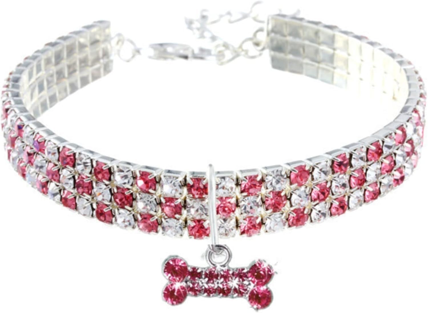 Collar de perro con diamantes de imitación, collar ajustable para gato con colgante de purpurina de diamante (negro, grande)