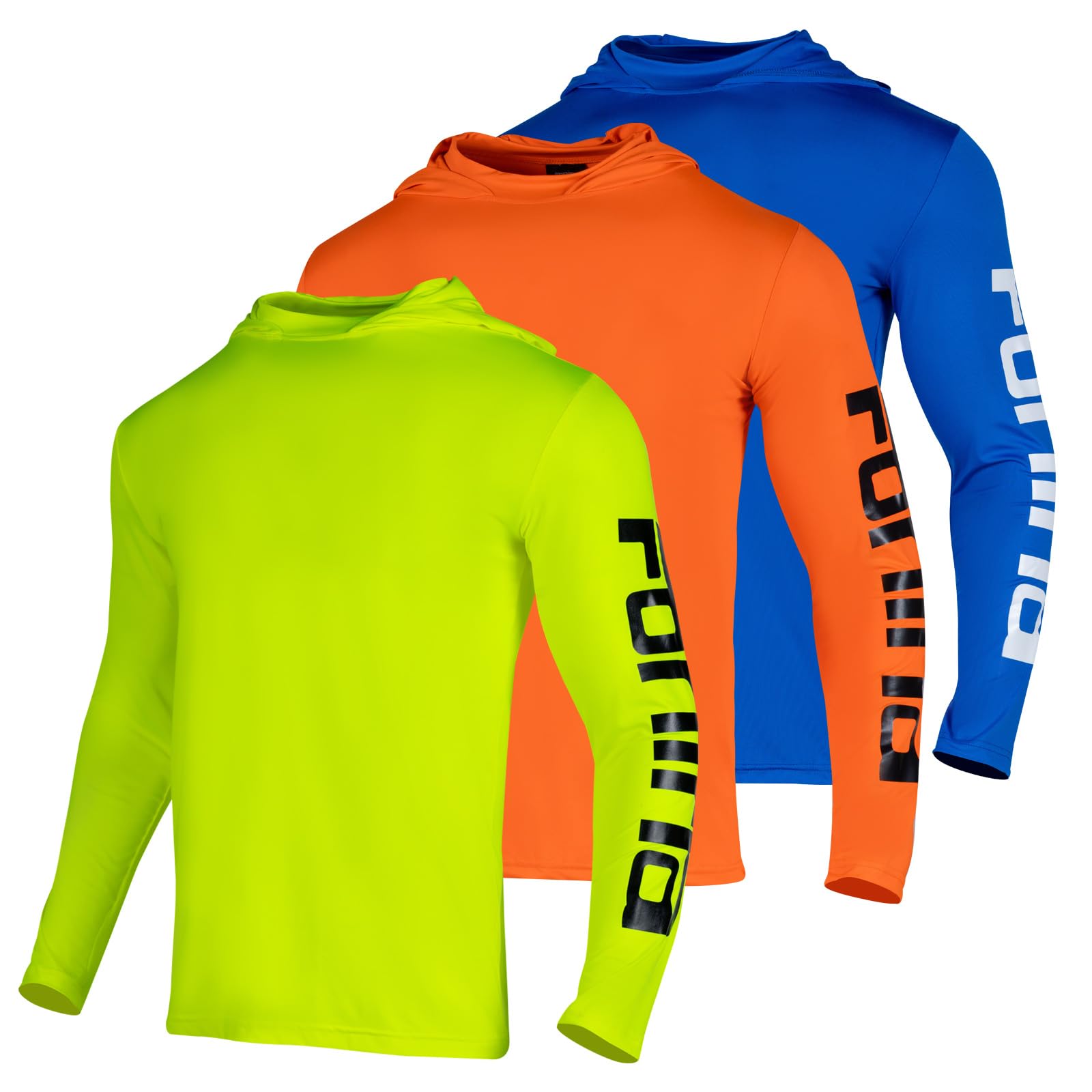 FONIRRA 3 Pack Construction Work Shirts for Men High Visibility Safety Long Sleeve T Shirt Sun Protection Hoodie UPF 50+