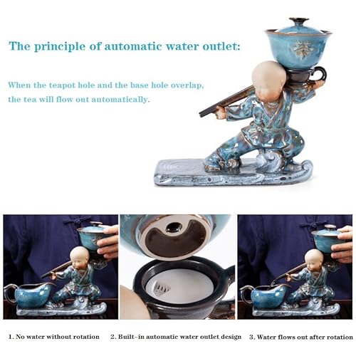 Rora Lazy Kungfu Ceramic Tea Set, Chinese Style Semi-Automatic Swivel Out Of Water Teapot With 8 Cups Trantional Kung Fu Tea Gift Sets #TOP3