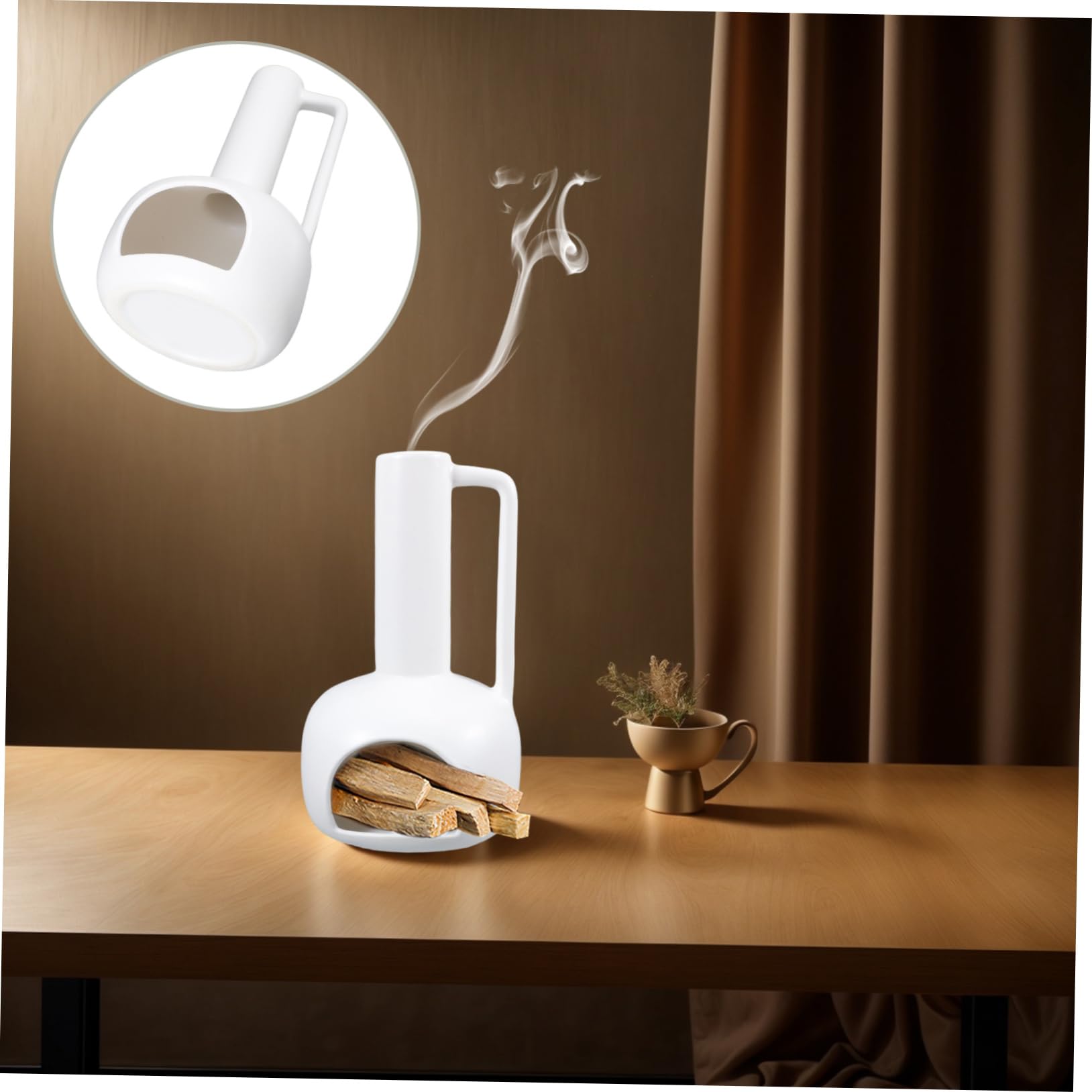 Mipcase Santo Aus Keramik Mit Griff Räucherstäbchen Und Salbeibrenner Für Meditation Und Aromatherapie Stilvolles Design Für Schreibtisch Und Wohnräume