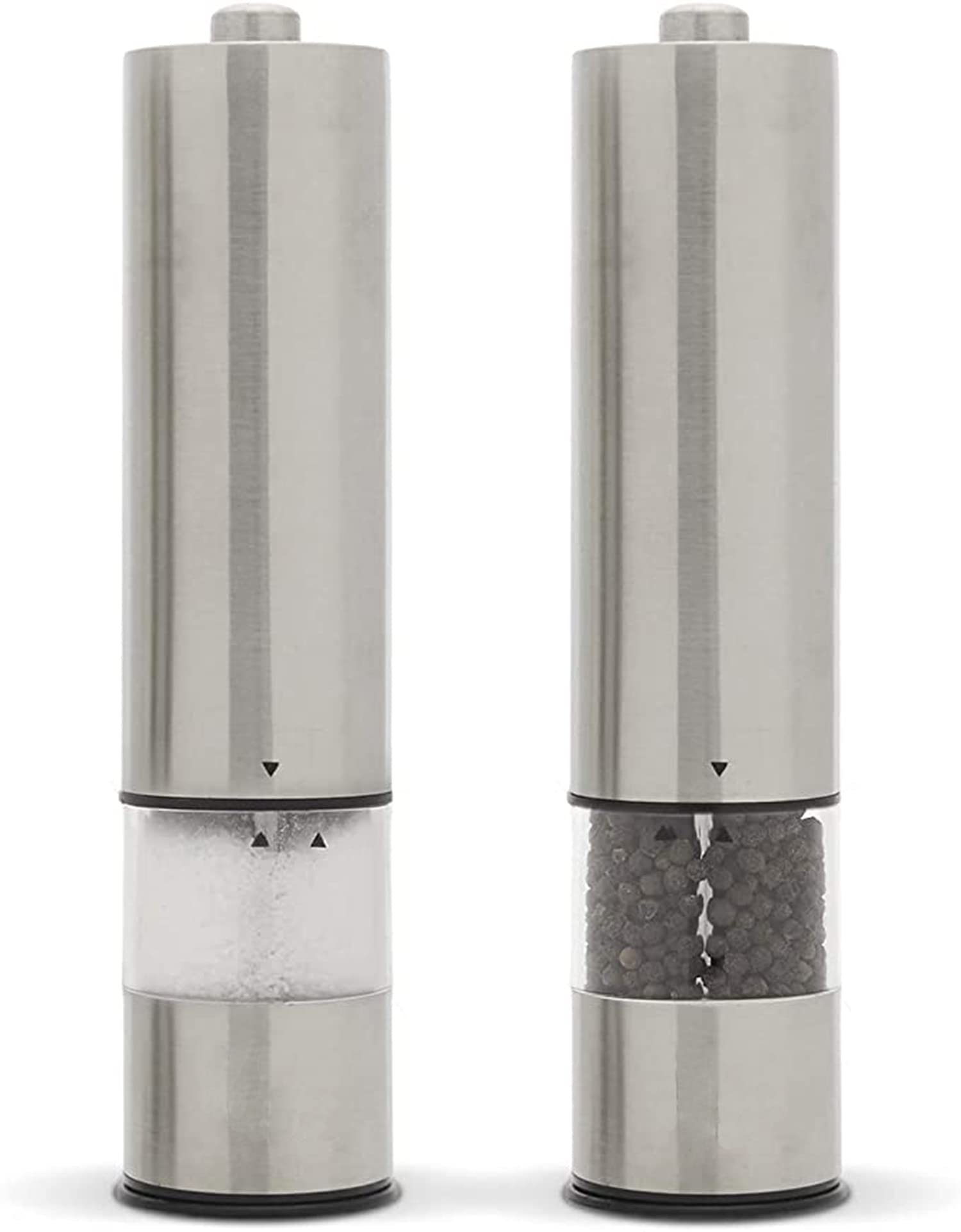 KASTWAVE Electric Pepper Crushing Machine or Salt Crushing Machine Operated with Light at Bottom, Gravity Stainless Steel and Acrylic Body, Adjustable Coarseness Ceramic, Kitchen Spice Tool