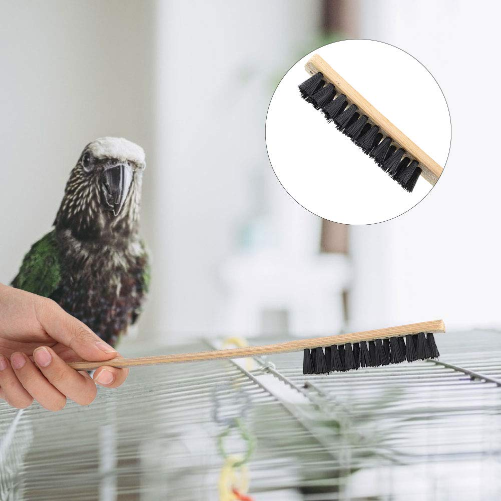 3Pc Spazzola per Pulizia Gabbia per Uccelli Spazzola per Gabbia per Uccelli a Manico Lungo Spazzola per Pulizia Durevole della Gabbia per Animali in Legno per Gabbia Media Piccola