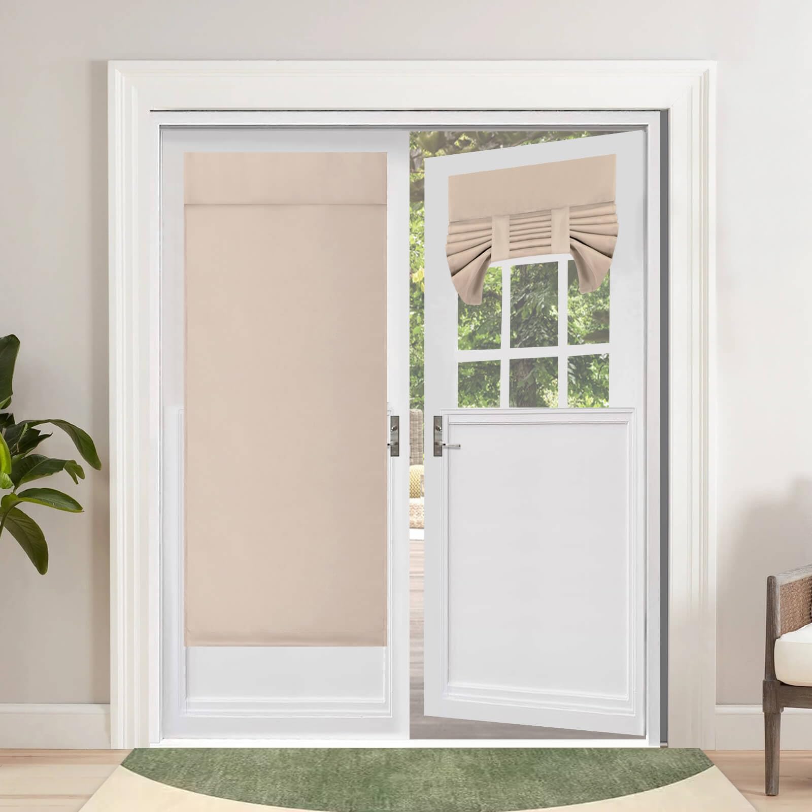 OutdoorLines Blackout French Door Curtains, Privacy Thermal Insulated Tie up Glass Shades, Easy to Install Tricia Window Drapes, Front Door Curtain,