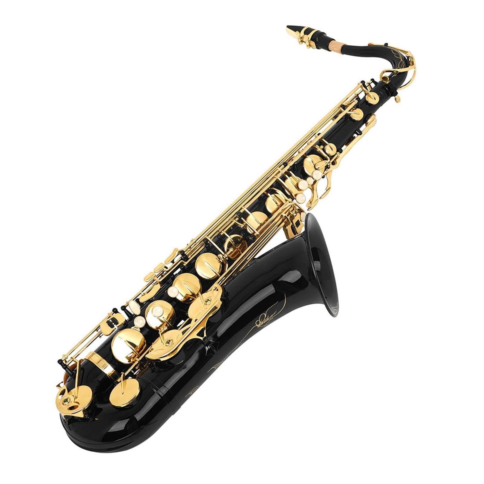Saxofón Saxofón Tenor En Si Bemol Negro Con Teclas Doradas