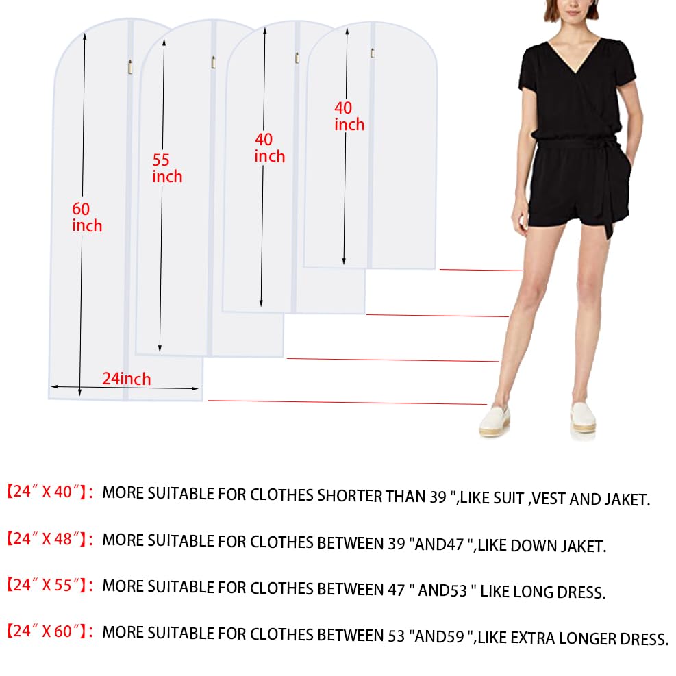 Garment Bags for Hanging Clothes (Set of 12) Suit Bags for Closet Storage, Plastic Waterproof Suit Cover Bag with Zipper for Coats, Jackets, Shirts 24'' x 40''2