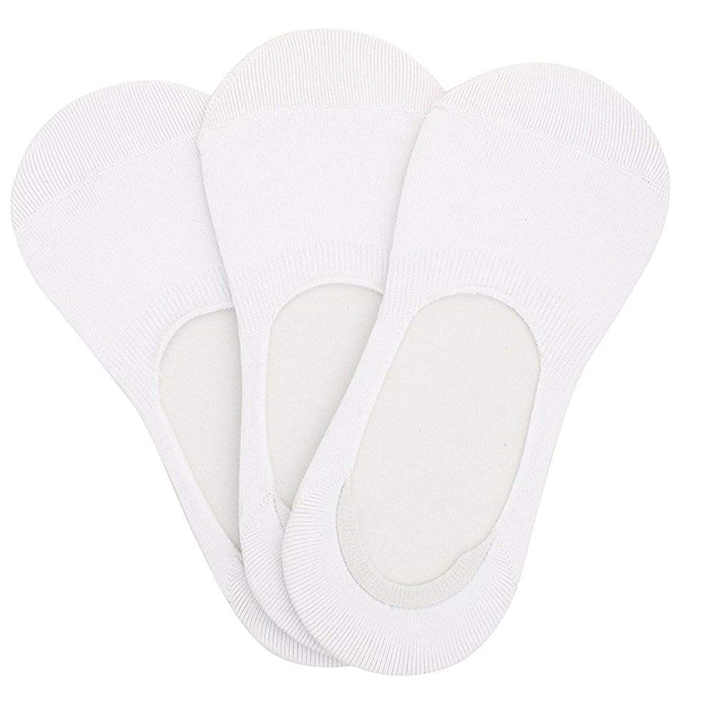 Men's Blended ® Loafer Socks No Show Socks with Silicon Support (Pack of 3) (White)-image-47