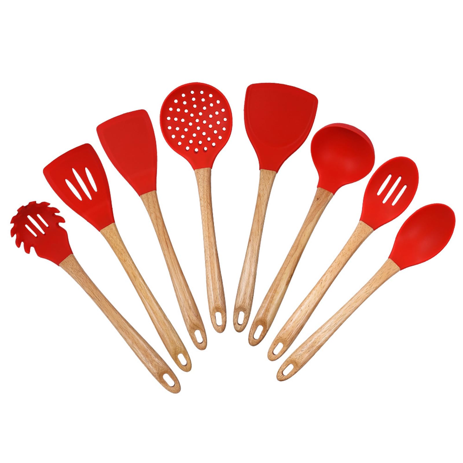 Küchenutensilien Set, Silikon Küchenhelfer Kochbesteck Set, Antihaft Pfannenwender Küchenset Zum Kochen & Backen, Hitzebeständiger & Lebensmittelqualität, Spülmaschinenfest （8 Stück ）,Red
