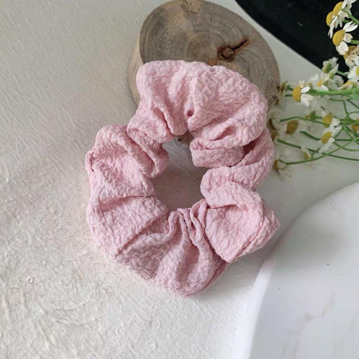 ACiyD Sólido elástico Scrunchie Hair Ties Bandas de Goma para Mujeres niñas Sport Gym Hair Scrunchies Holder Hair Accessories-Bean Paste Powder (Beige)