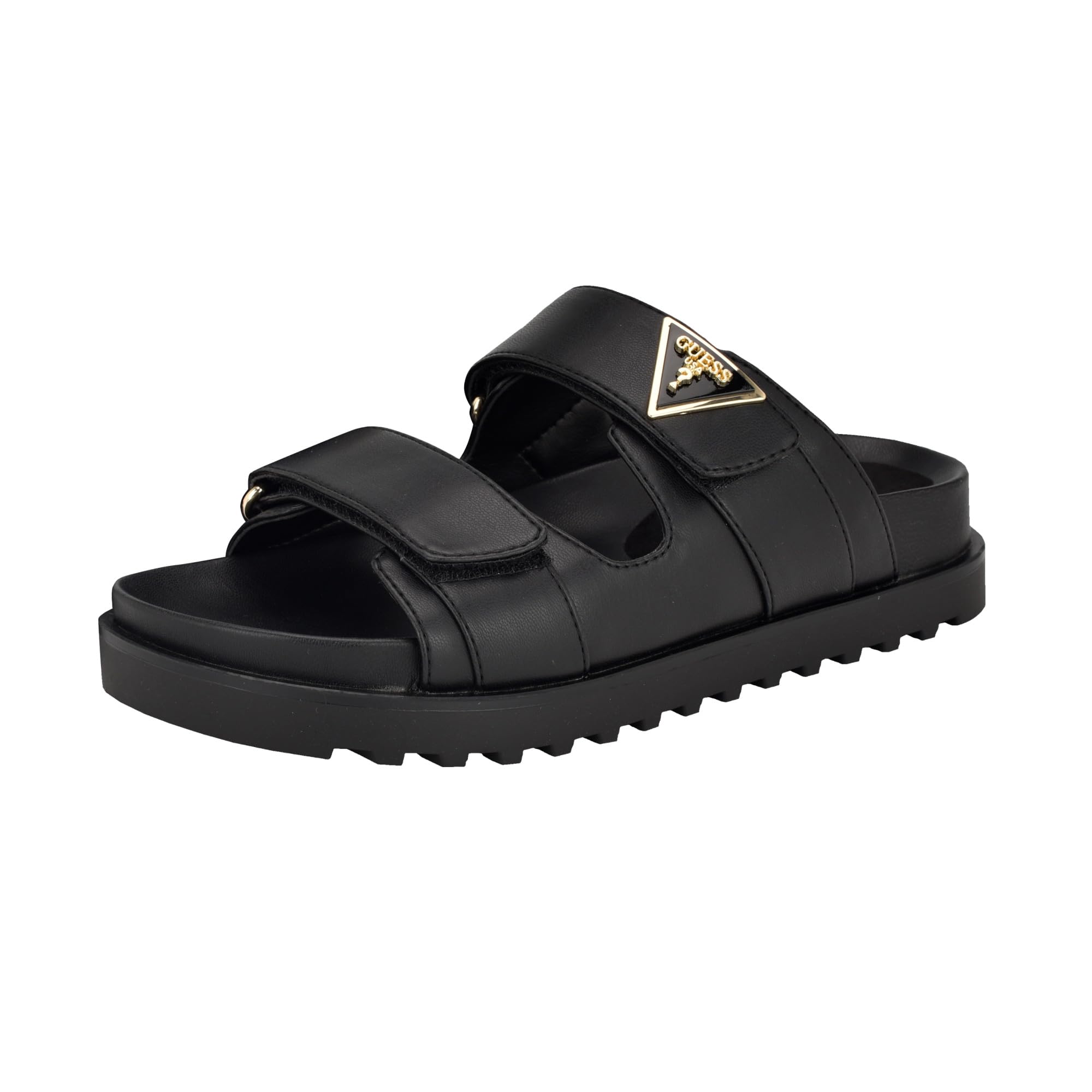 GUESS Women's Gwfabula Flat Sandal, Black, 3 UK