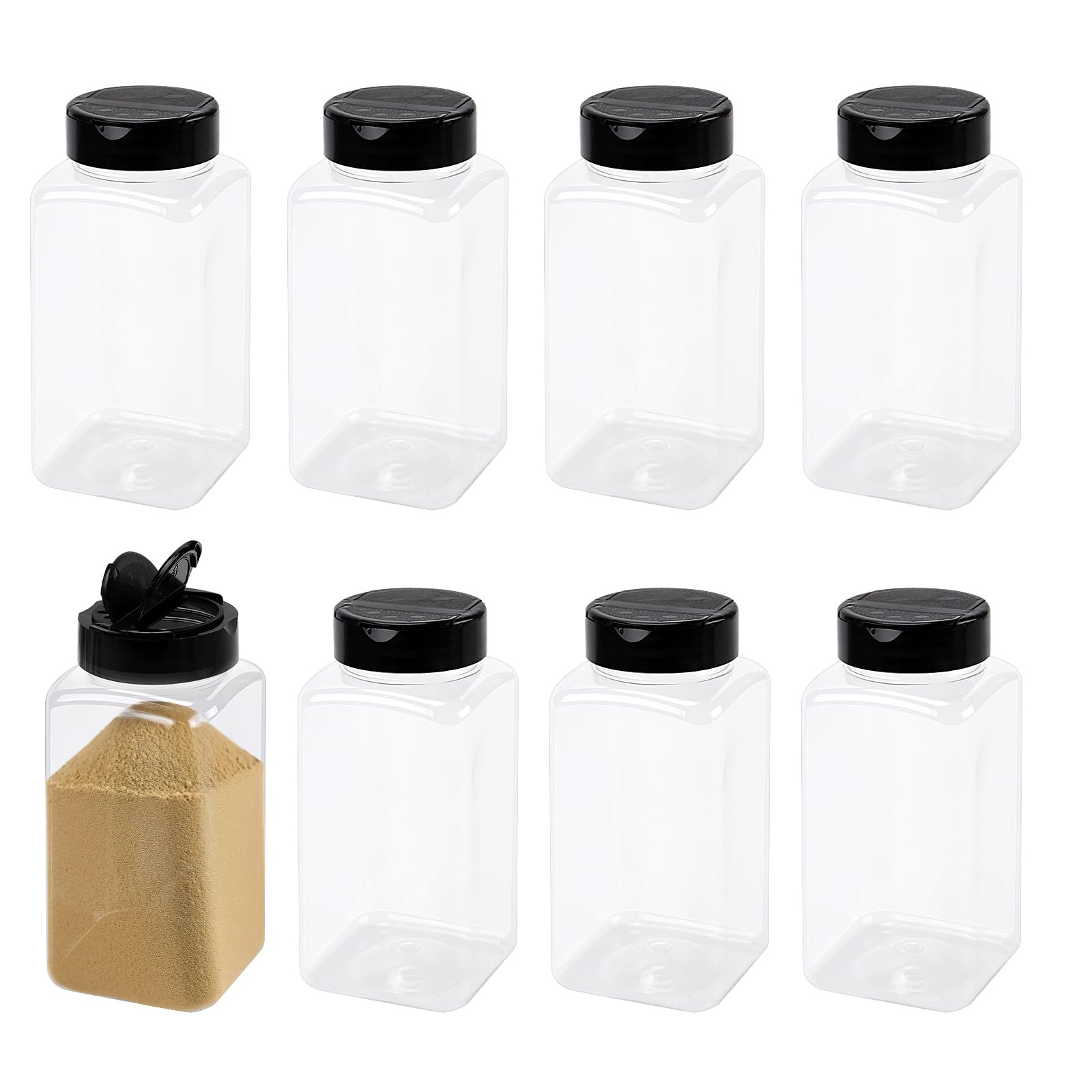 UNGFEI 8 PCS 500ml Plastic Spice Shaker, Empty Seasoning Bottle with Lids