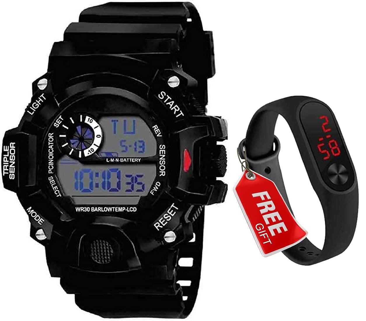 MIVAAN Digital Black Dial Watch for Boys & Men Unique Style (Pack of 2, Black) (B0963QWLKC) Amazon Price History, Amazon Price Tracker