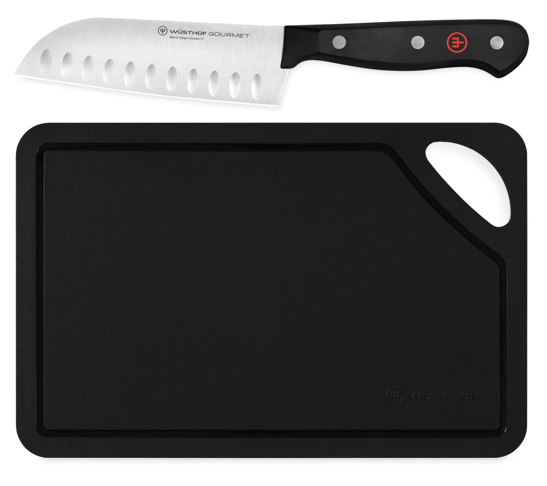 WÜSTHOF Gourmet 5" Santoku &amp; 10" Black Cutting Mat Set