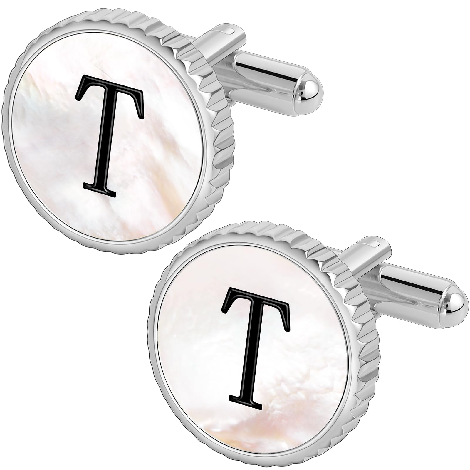 Cuff Links Mens Golden Silver Gunmetal Black, Cufflinks for Men Custom Initial Personalized Mother Of Pearl Mens Cufflink for Shirt Golden Silver Gunmetal Black Cuff Link Shirt for Wedding