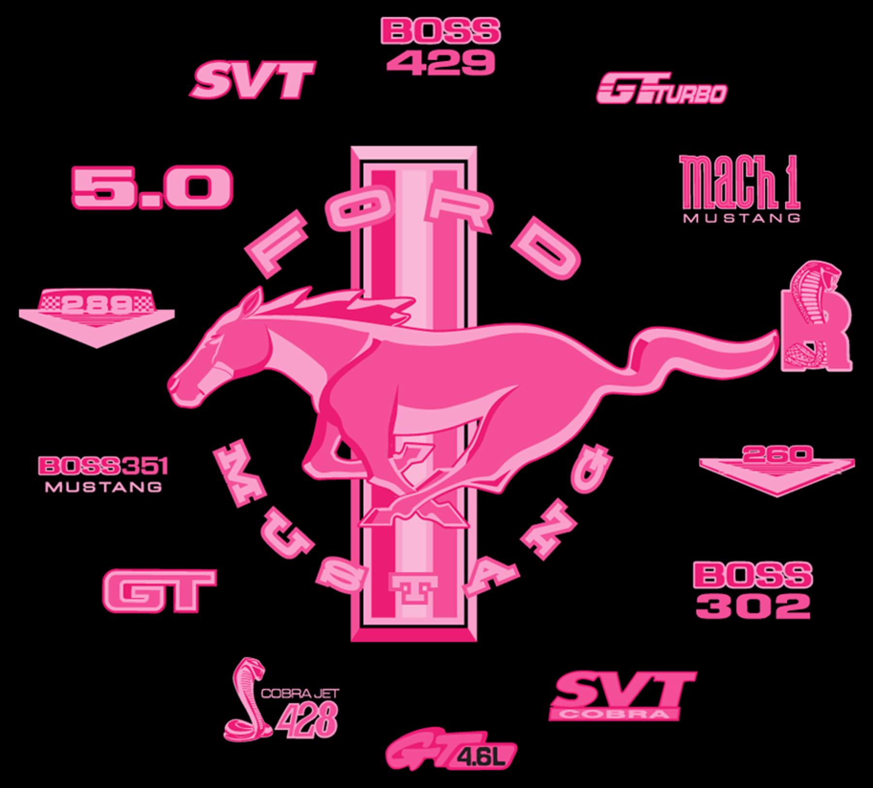 JH Design Damen Ford Mustang T-Shirt in 2 Stilen Kurzarm Rundhals Shirts