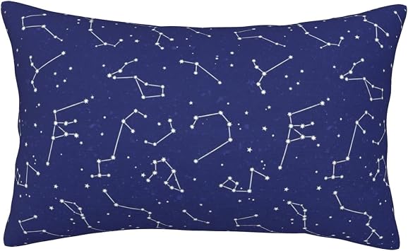 1 Pack Soft Cozy Throw Constellation Galaxy Starry Night Stars Glow in The Dark Midnight Pillow Covers Pillowcase for Bed Couch Sofa Bench, 14x20 Inches